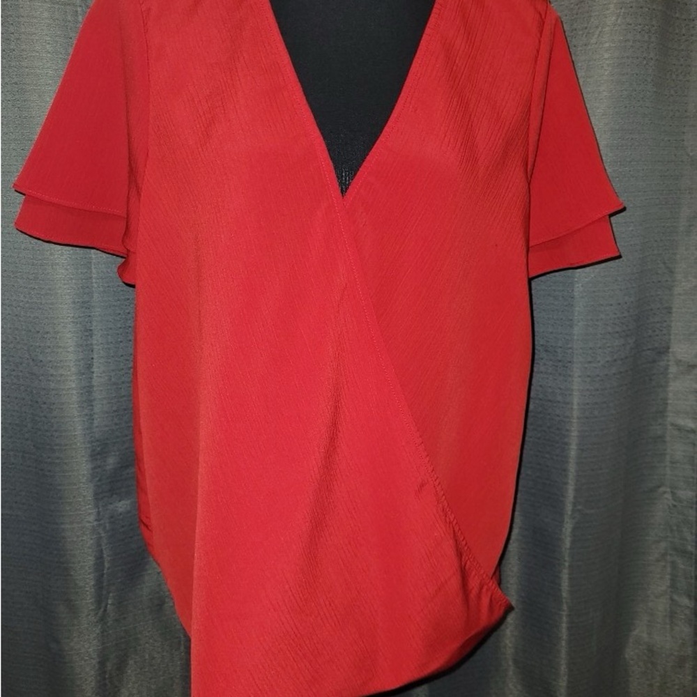 Michael Kors Red Wrap Blouse